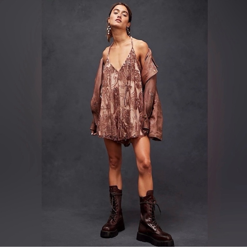 Free People Swingin’ It Romper Withered Rose XS